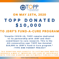 TOPP FOUNDATION DONATES $10,000 TO T1D CURE RESEARCH FOR THE 4TH CONSECUTIVE YEAR
